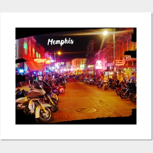 Photography of Beale Street Memphis Tennessee skyline blue clouded sky USA city break Posters and Art